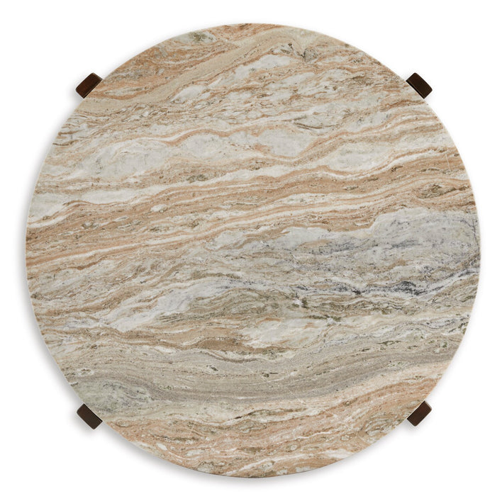 Haydon 36” Modern Coffee Table with Natural Marble - Warm Brown
