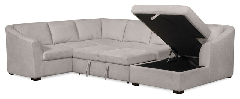 Envy 3-Piece Right-Facing Chenille Fabric Sleeper Sectional with Storage Chaise - Fog Grey
