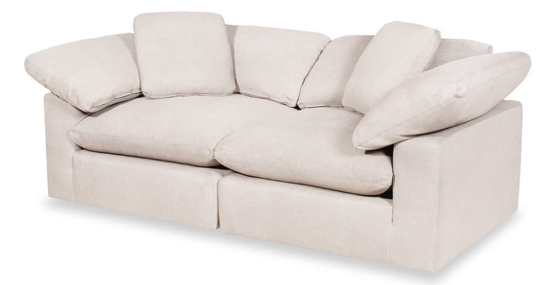 Eclipse Modular 86\" Linen-Look Fabric Loveseat with Reversible Feather Down Cushions - Linen Beige
