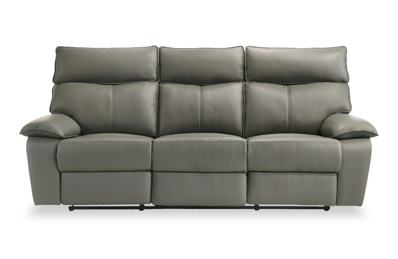 Matteo 88\" Genuine Leather Reclining Sofa - Aviarah Grey