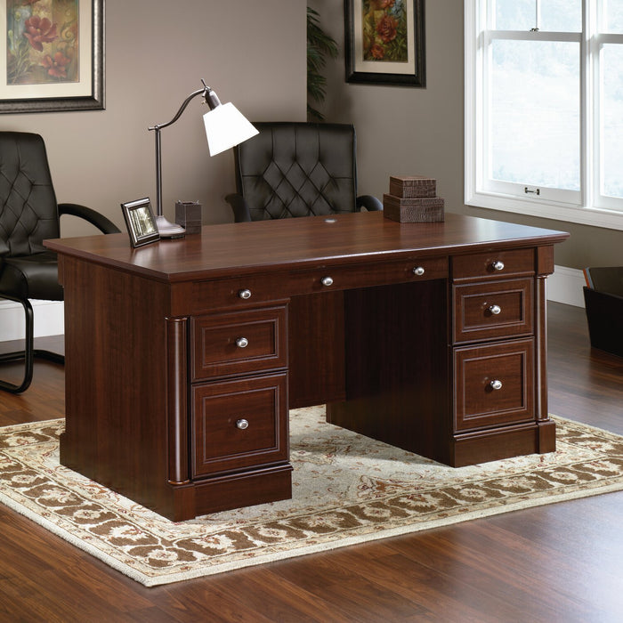 Palladia 65.12\" Executive Desk with 7-Drawers – Select Cherry