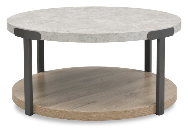 Felicity 36\" Round Coffee Table with Shelf and Casters - Grey