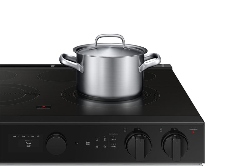 Samsung 6.3 Cu. Ft. Smart Electric Slide In Range with Air Fry and Air Sous Vide - White Glass - NSE6DB850012AC