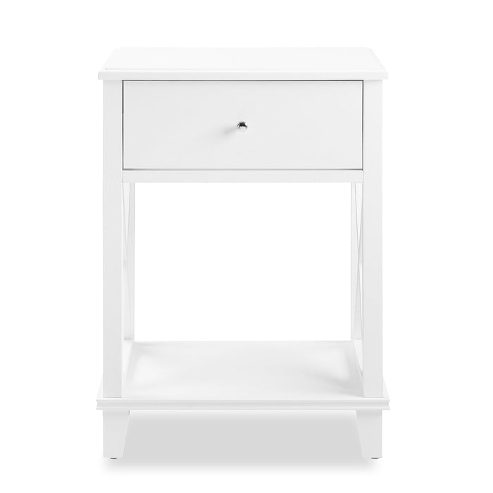 Elle Bedside 1-Drawer Nightstand, 18\"W x 25.75\"H - White