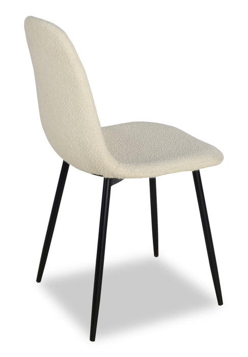 Joss Dining Chair with Polyester Fabric, Metal - White