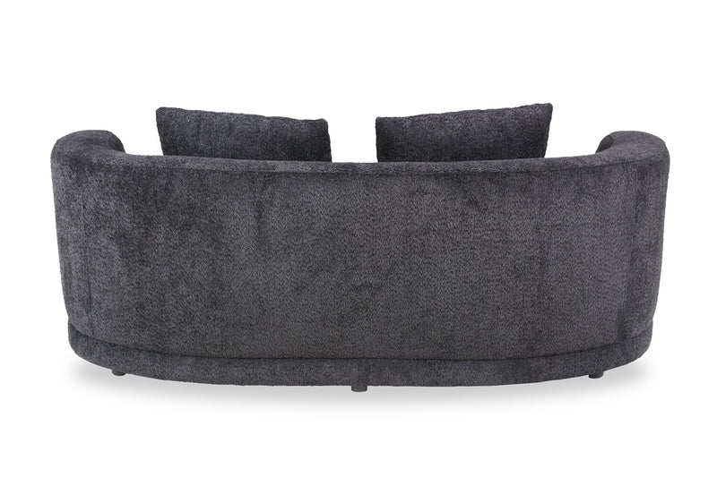 Moon 78\" Fabric Curved Loveseat with Accent Pillows - Wooly Raven Black