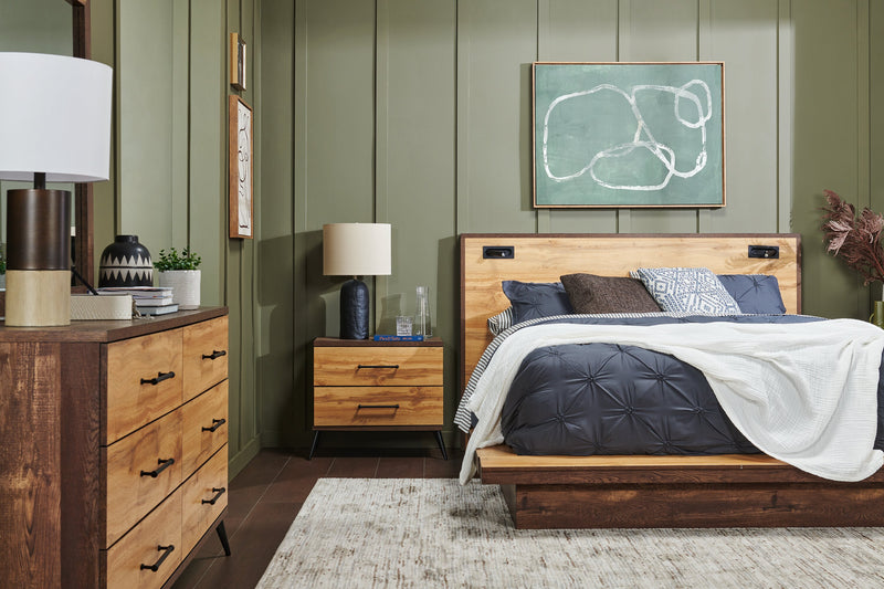 Silas Bedside 2-Drawer Nightstand, 26\"W x 23.9\"H - Rustic Brown