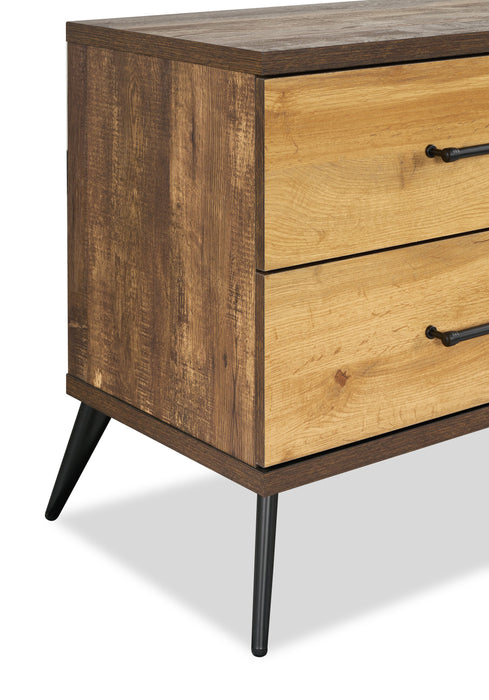 Silas Bedside 2-Drawer Nightstand, 26\"W x 23.9\"H - Rustic Brown