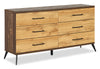 Silas Bedroom 6-Drawer Dresser, 64\"W x 33.4\"H - Rustic Brown