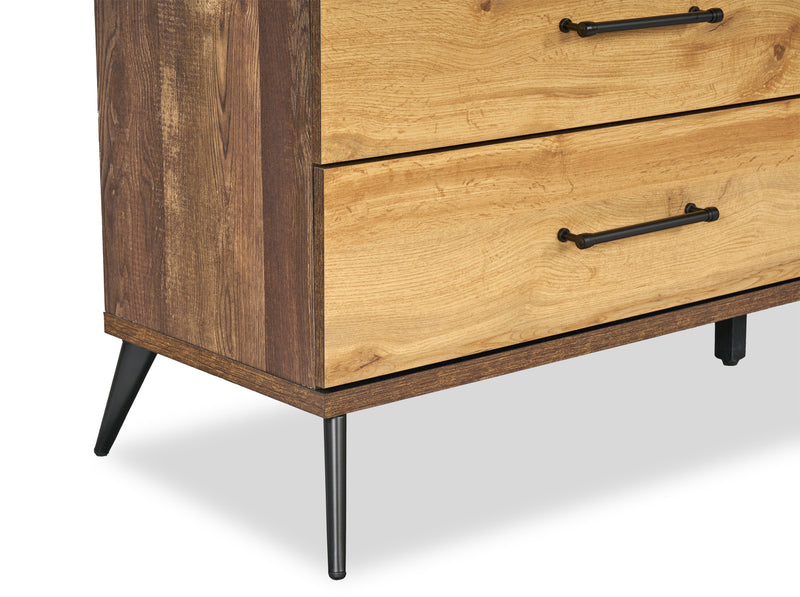 Silas Bedroom 6-Drawer Dresser, 64\"W x 33.4\"H - Rustic Brown