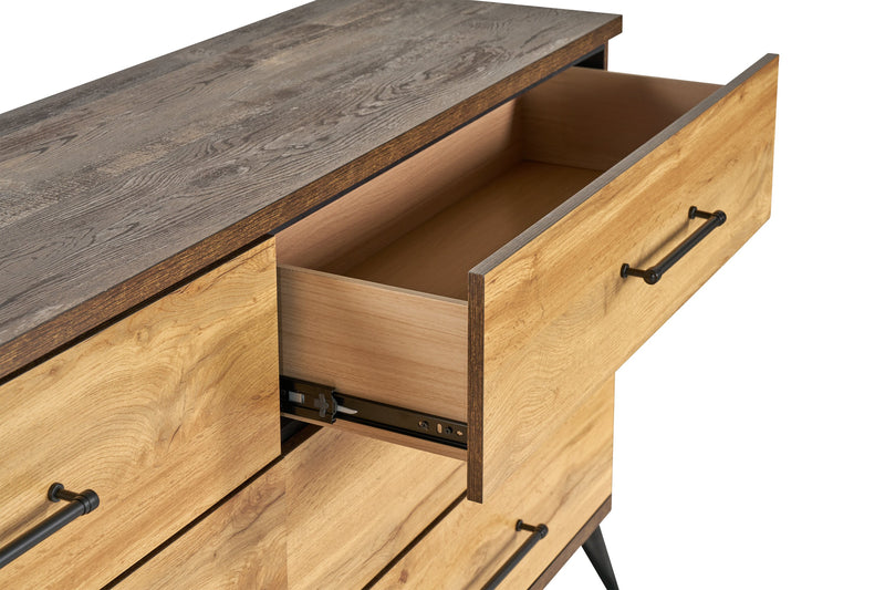 Silas Bedroom 6-Drawer Dresser, 64\"W x 33.4\"H - Rustic Brown