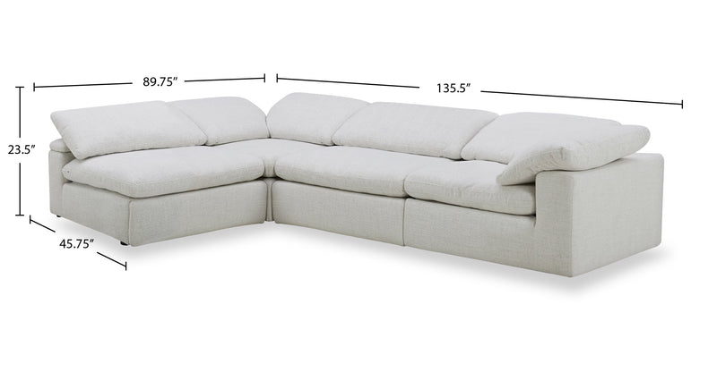 Sky Modular 4-Piece Fabric Sectional with Removable Feather Down Cushions - Nathan Wheat