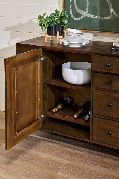 Kort & Co. Sol Dining Server with Built-In Shelves, Storage & 4 Drawers, 60\"W - Brown