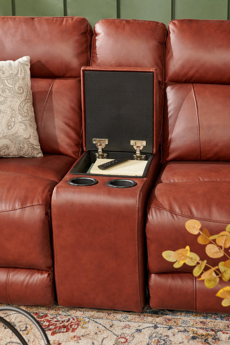 Sorrento 6-Piece Genuine Leather Power Reclining Sectional with Storage Console and USB Port - Madrid Brick Brown