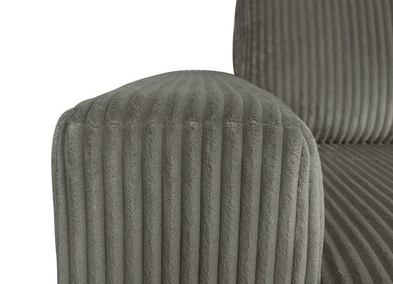 Stratus 59” Faux Fur Fabric Chair with Power Sliding Chaise - Fog Grey