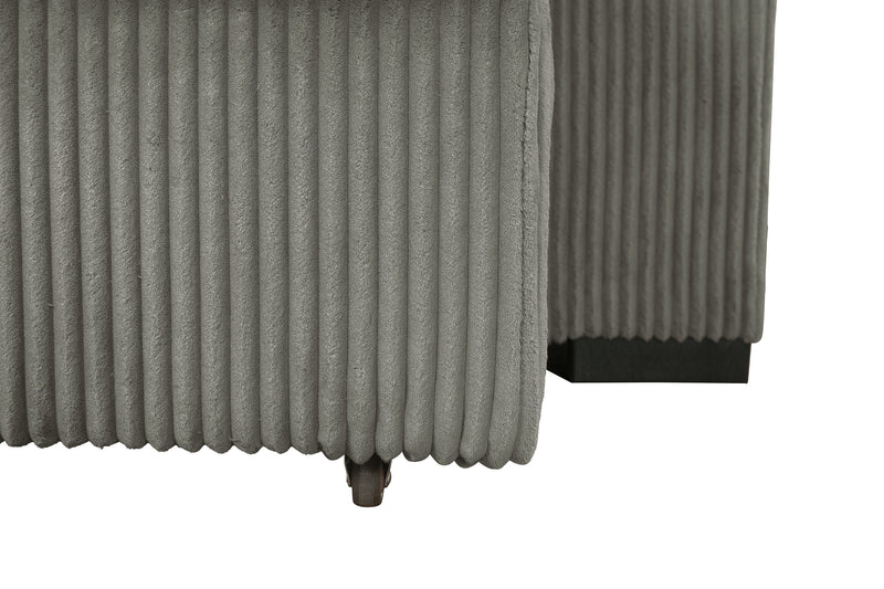 Stratus 59” Faux Fur Fabric Chair with Power Sliding Chaise - Fog Grey