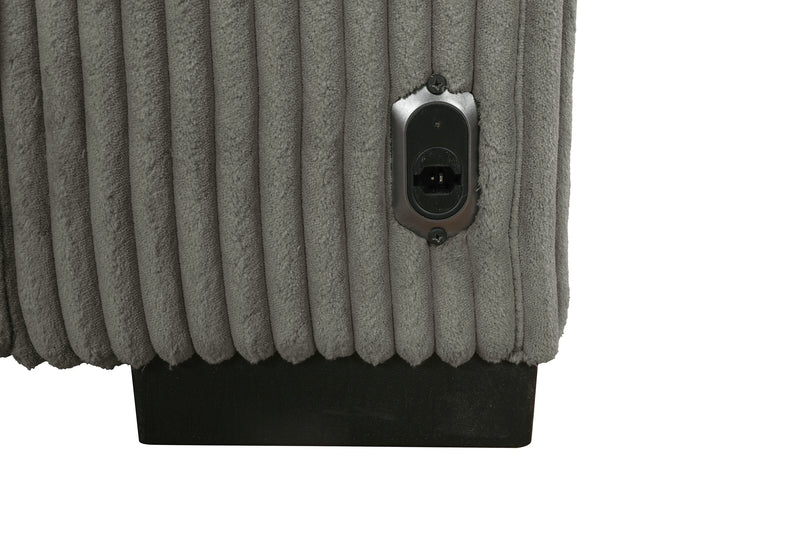 Stratus 59” Faux Fur Fabric Chair with Power Sliding Chaise - Fog Grey