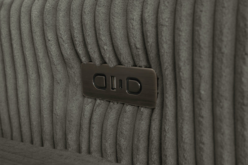 Stratus 59” Faux Fur Fabric Chair with Power Sliding Chaise - Fog Grey