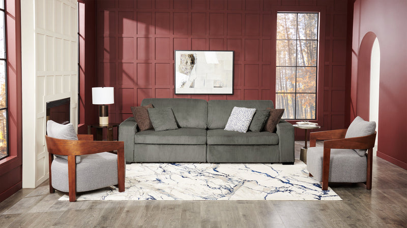 Stratus 108\" Faux Fur Fabric Full-Size Sofa Bed with Power Sliding - Fog Grey