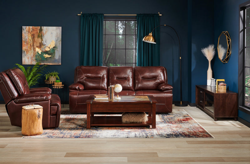 Roanoke 50\" Rustic Lift Top Coffee Table with Storage and Shelf - Dark Cherry Wood and Slate Inlay