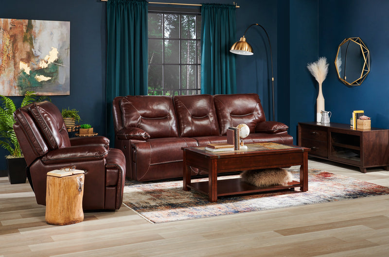 Roanoke 50\" Rustic Lift Top Coffee Table with Storage and Shelf - Dark Cherry Wood and Slate Inlay