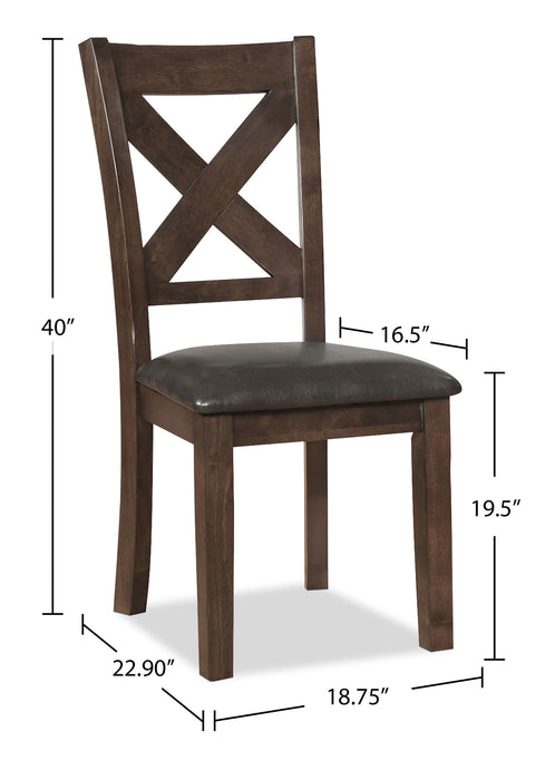 Talia Dining Chair with Vegan-Leather Fabric, Cross-Back - Grey/Brown