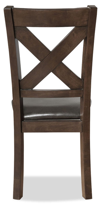 Talia Dining Chair with Vegan-Leather Fabric, Cross-Back - Grey/Brown