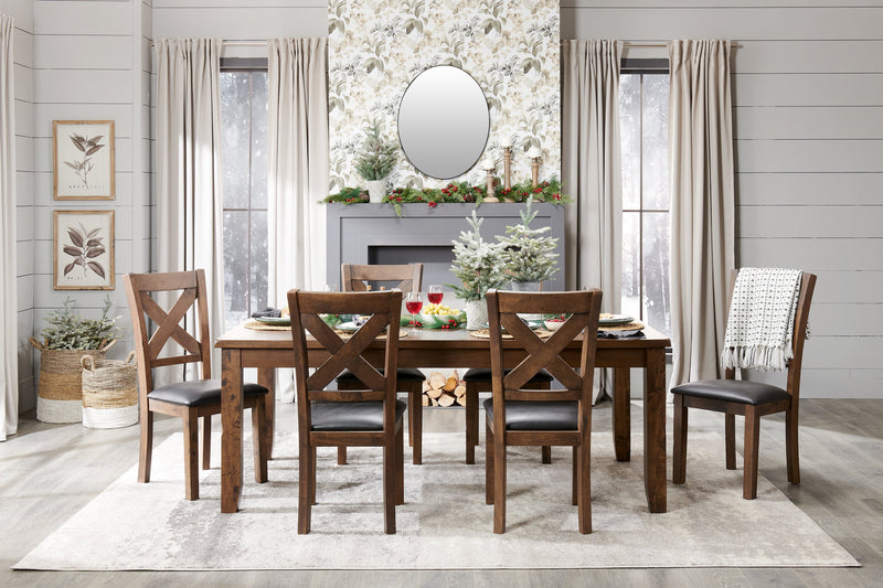Talia 7pc Dining Set with Table & 6 Chairs, 60-78\"W Extension - Grey/Brown
