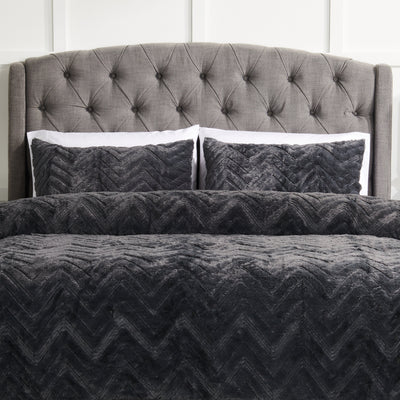 Tilda 3-Piece Full/Queen Comforter Set - Charcoal | Ensemble d'édredon Tilda 3 pièces pour lit double ou grand lit - anthracite