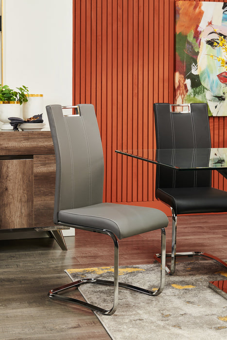 Tuxedo Dining Chair with Vegan-Leather Fabric, Metal - Grey