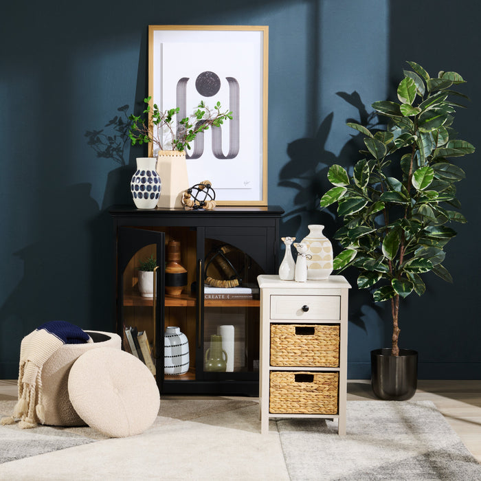 Jon 15.5\" Chairside Table with 2 Baskets & Drawer - White Oak