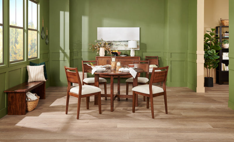 Vale Dining Chair with Polyester Fabric, Wood, Ladder-back - Brown & Beige