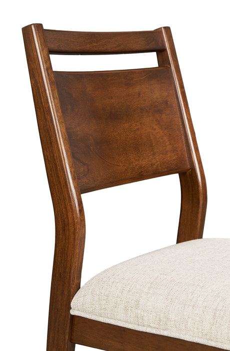 Vale Dining Chair with Polyester Fabric, Wood, Ladder-back - Brown & Beige
