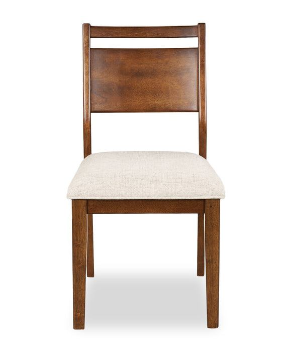 Vale Dining Chair with Polyester Fabric, Wood, Ladder-back - Brown & Beige