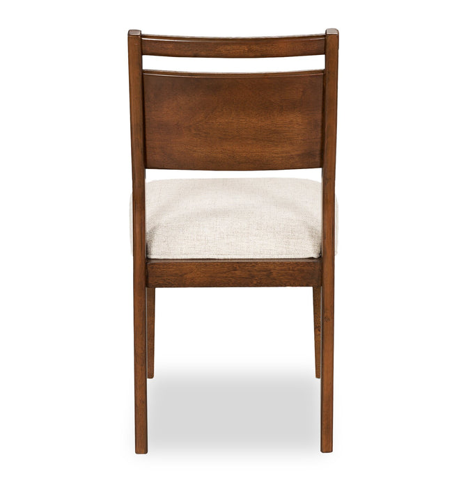 Vale Dining Chair with Polyester Fabric, Wood, Ladder-back - Brown & Beige