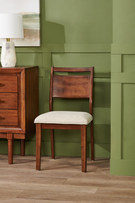 Vale Dining Chair with Polyester Fabric, Wood, Ladder-back - Brown & Beige