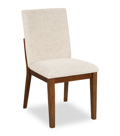 Vale Dining Chair with Polyester Fabric, Wood - Brown & Beige | Chaise de salle à manger Vale en tissu de polyester et en bois - brune et beige