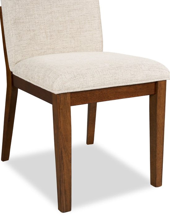 Vale Dining Chair with Polyester Fabric, Wood - Brown & Beige