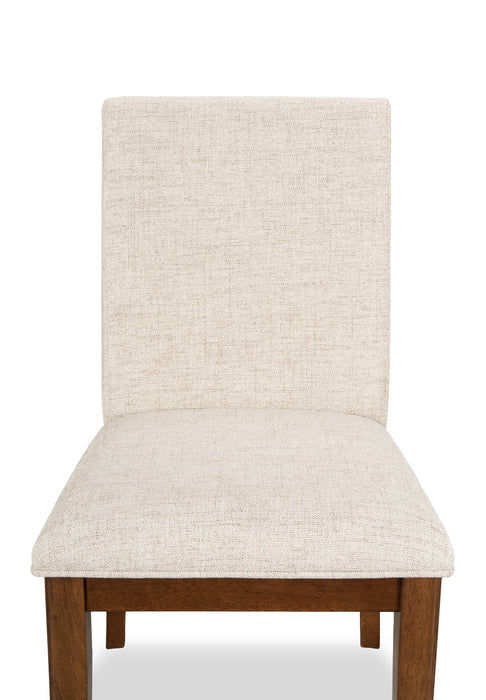 Vale Dining Chair with Polyester Fabric, Wood - Brown & Beige