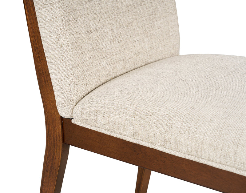 Vale Dining Chair with Polyester Fabric, Wood - Brown & Beige