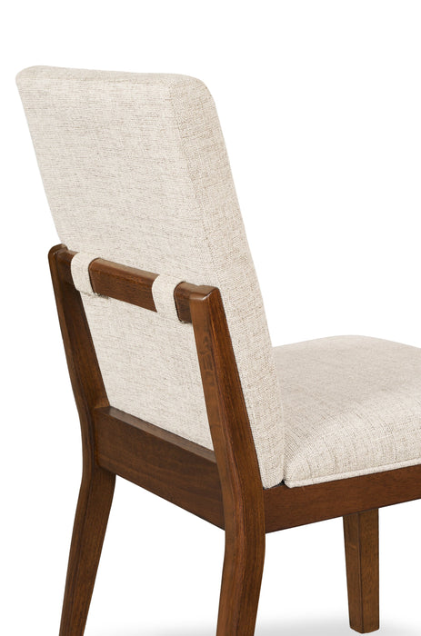 Vale Dining Chair with Polyester Fabric, Wood - Brown & Beige