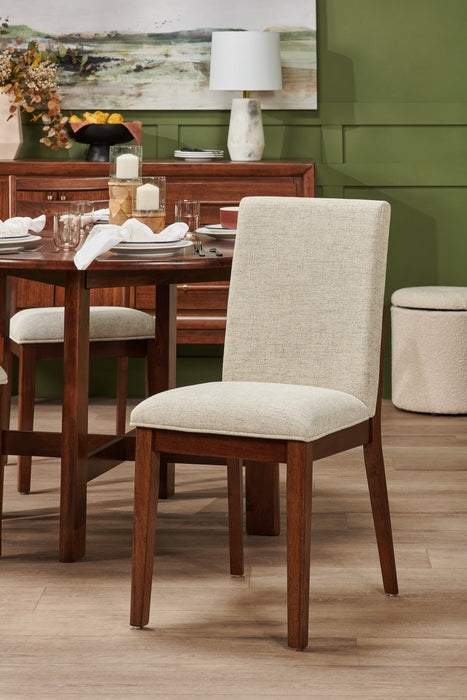 Vale Dining Chair with Polyester Fabric, Wood - Brown & Beige