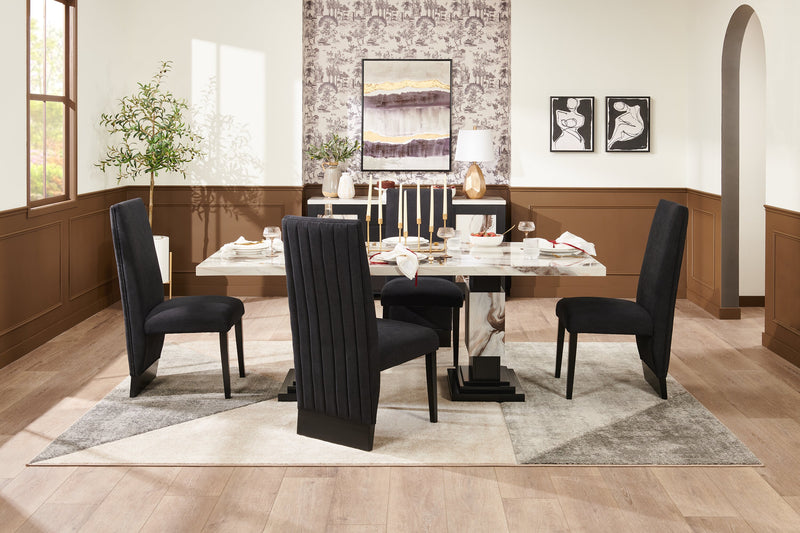 Vega Dining Server with Storage & 4 Drawers, 66\"W - Black & White