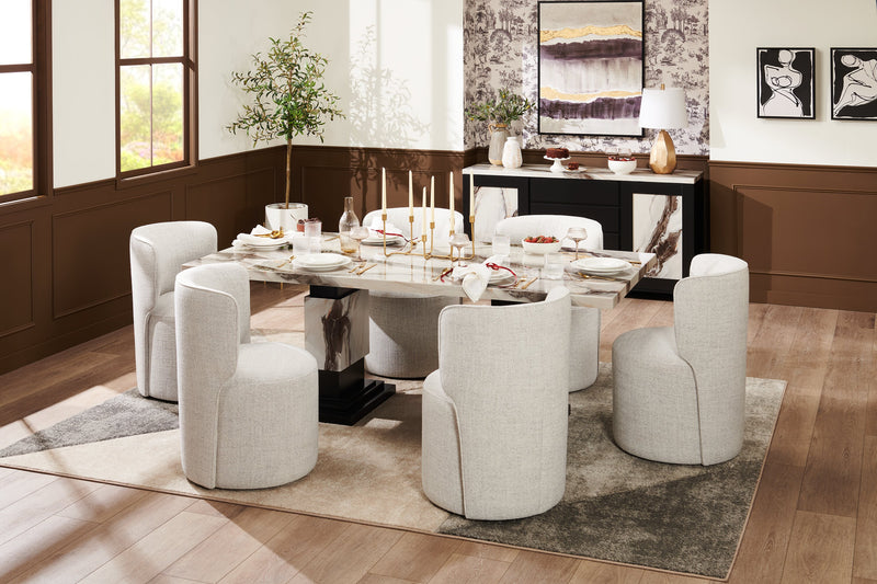 Zola Gliding Dining Chair with Polyester Fabric - Cloud Grey