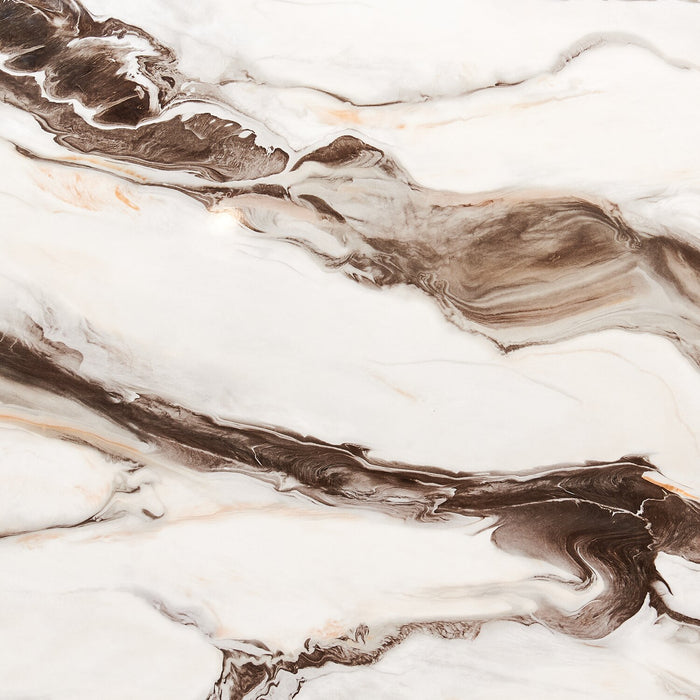 Vega Dining Table, Marble Look, Pedestal Base, 82\"W - Black & White