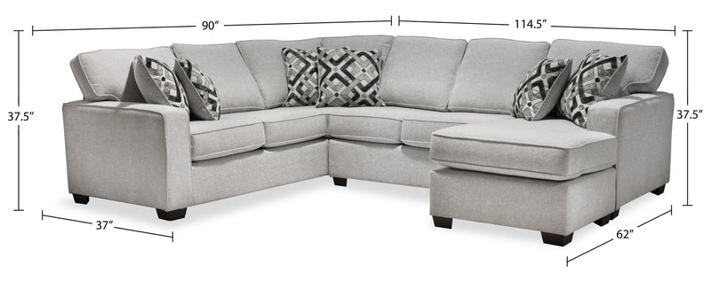 Made in Canada Verona 2-Piece Right-Facing Linen-Look Fabric Sectional with Removable Cushions - Beige
