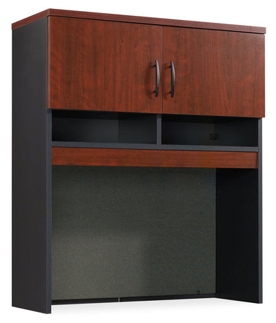 Via 36.54" Commercial Grade Filing Hutch with Cabinet & Cubbyhoes - Cherry & Grey|Crédence de type classeur Via de 36,54 po de qualité commerciale avec armoire et compartiments ouverts - cerisier et grise