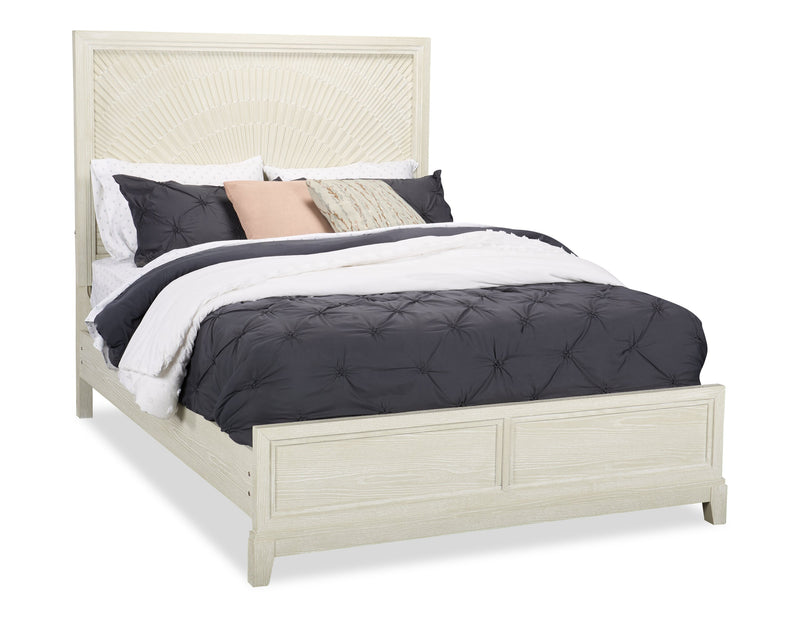 Vida Panel Bed with Headboard & Frame, Sand - Queen Size