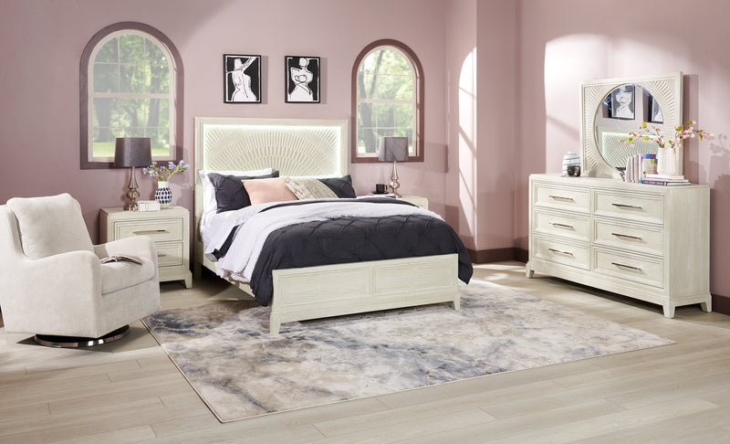 Vida Panel Bed with Headboard & Frame, Sand - Queen Size