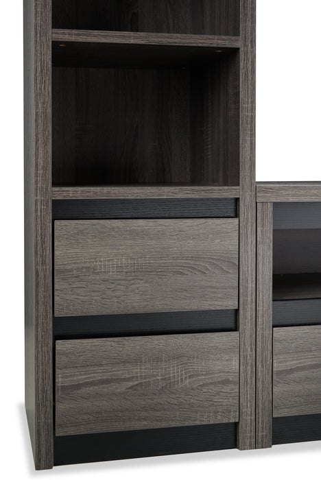 Walker 98.5\" 3-Piece Entertainment Centre with Storage and Cable Management for TVs up to 70\"- Distressed Grey